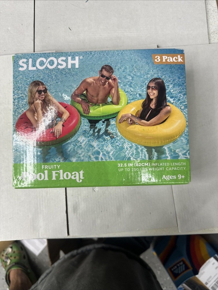 Sloosh Fruity Pool Float Inflatable Rings 3 Pack 32.5” Ages 9+