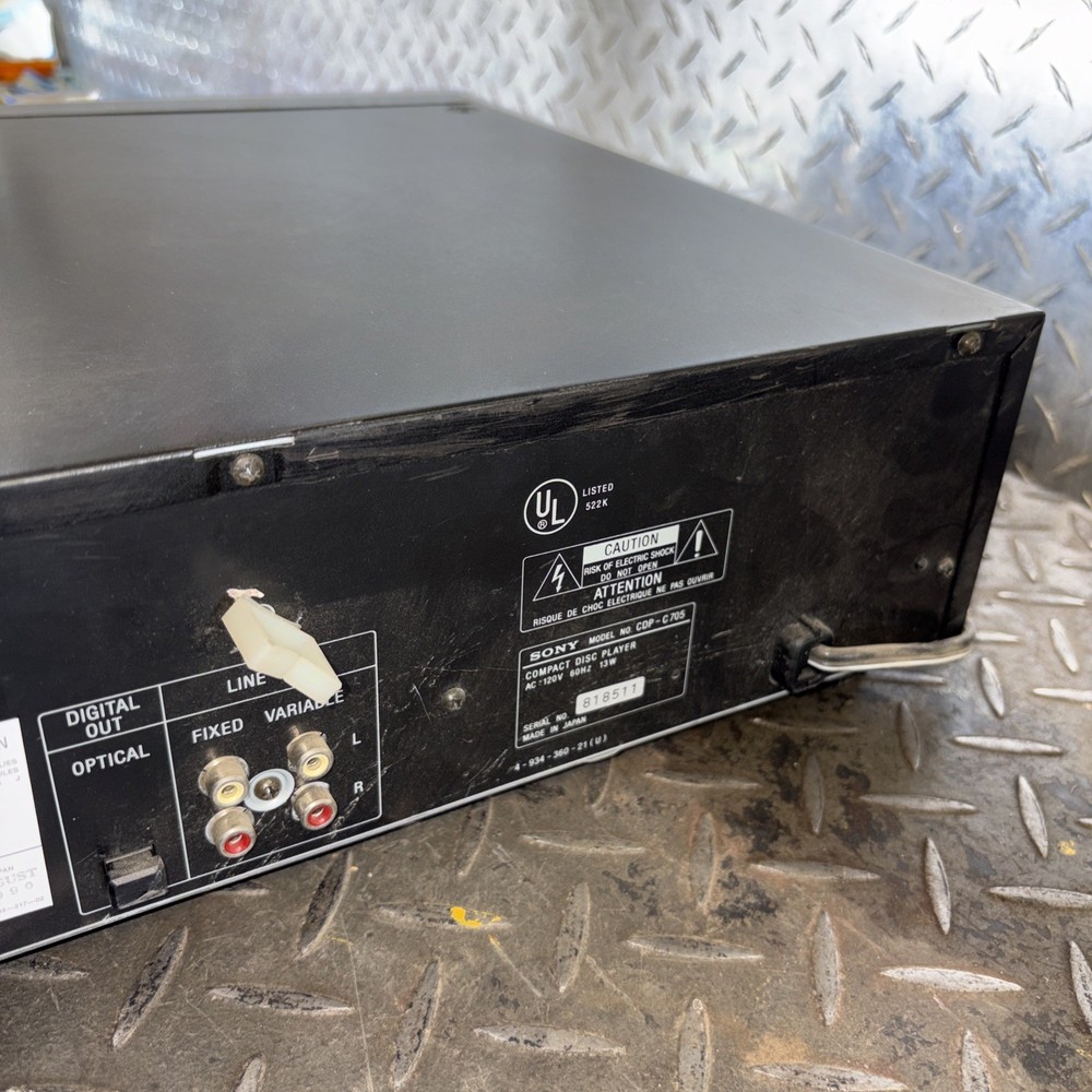 Sony CDP-C705 5 Disk Compact CD Player Optical & Stereo Out