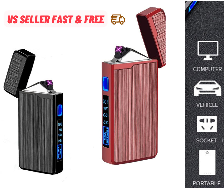Electric Lighter Dual Arc Plasma USB Rechargeable new