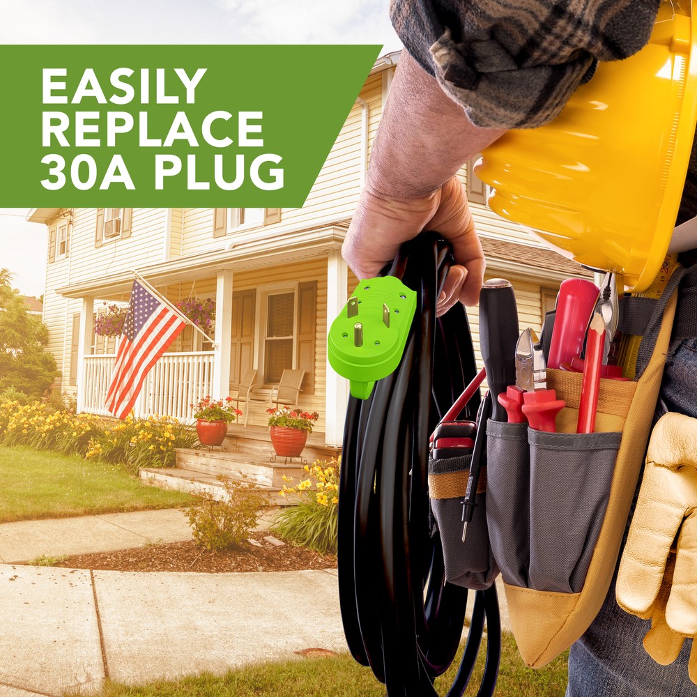 Leisure 30 AMP RV Receptacle Plug Male End TT-30P Replacement Electrical Adapter