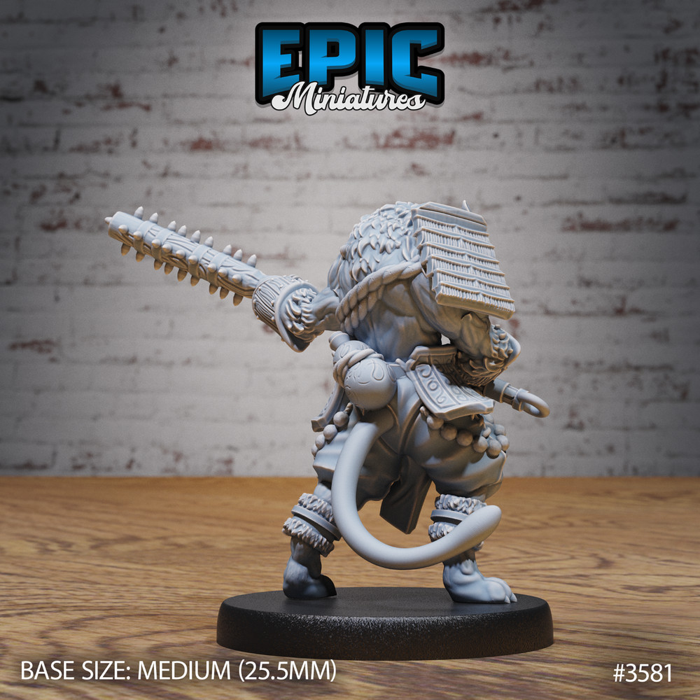Tiger Folk Samurai B by Epic Miniatures RPG D&D Pathfinder 3D Print