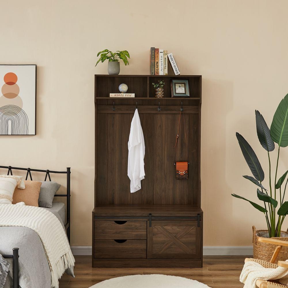 Wardrobe with 2 Drawers For Bedroom Brown