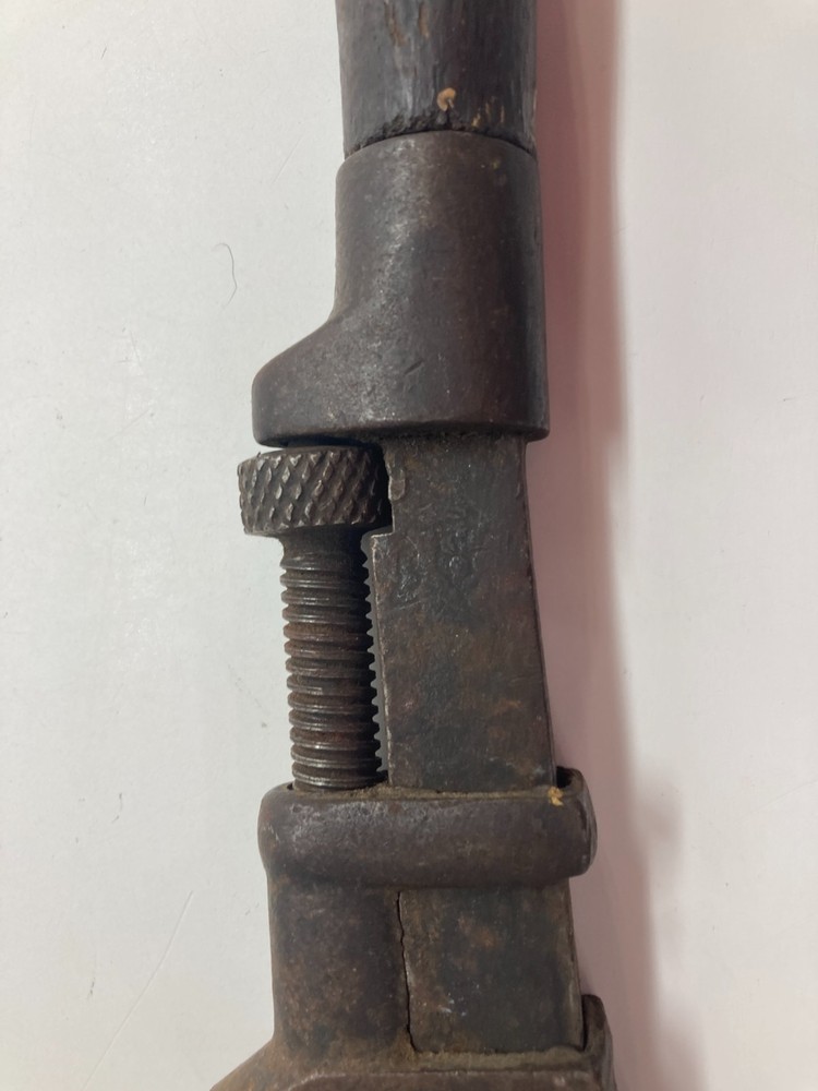 Unique Antique Pipe wrench Wood handle Hammer head