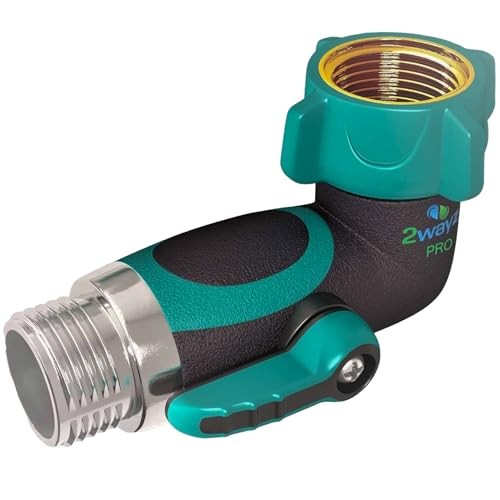 90 Degree Hose Elbow Angle Connector with Shut Off Valve - 90° Angle (Pro)
