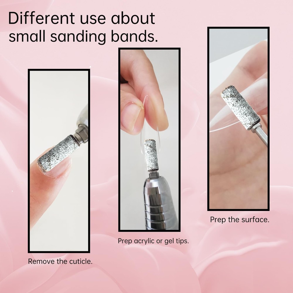 Small Sanding Bands Nail Drill Bits, Corfulra Upgraded Mini Sanding Bands wit...