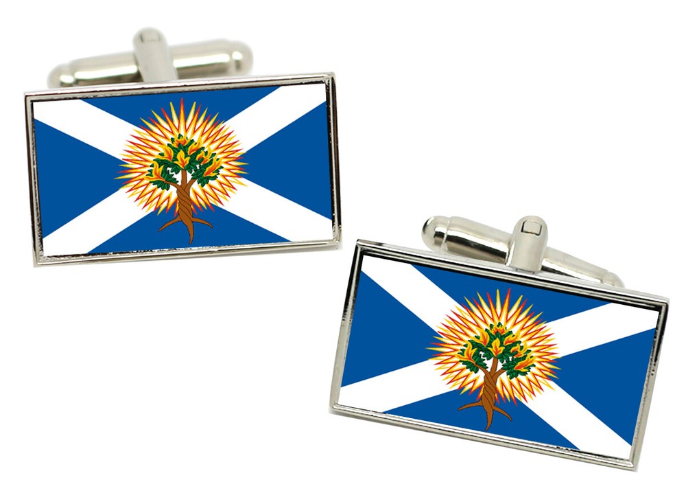 Presbyterian Burning Bush Rectangle Cufflinks in Chrome Box