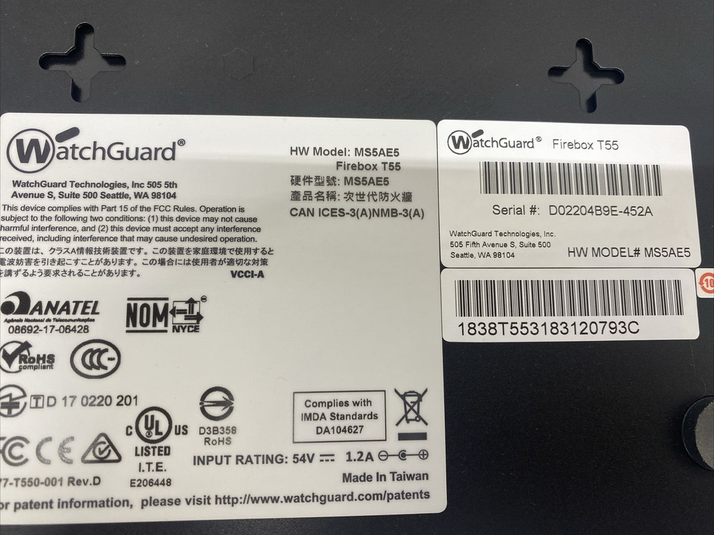 WatchGuard FireBox T55 Network Security Firewall Appliance w/ A/C Adapter