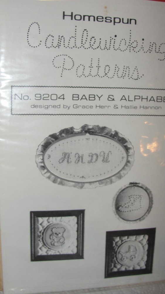 HOMESPUN CANDLEWICKING PATTERNS # 92034 BABY & ALPHABET