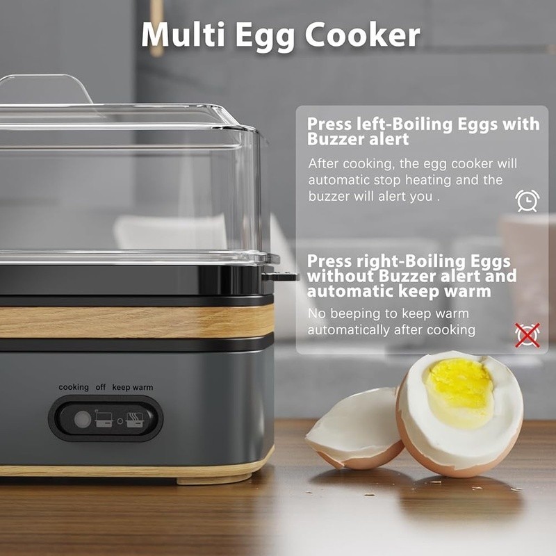 Multi Functional Egg Cooker Hard Boiled Soft Boiled Poached Eggs 6 Egg Capacity
