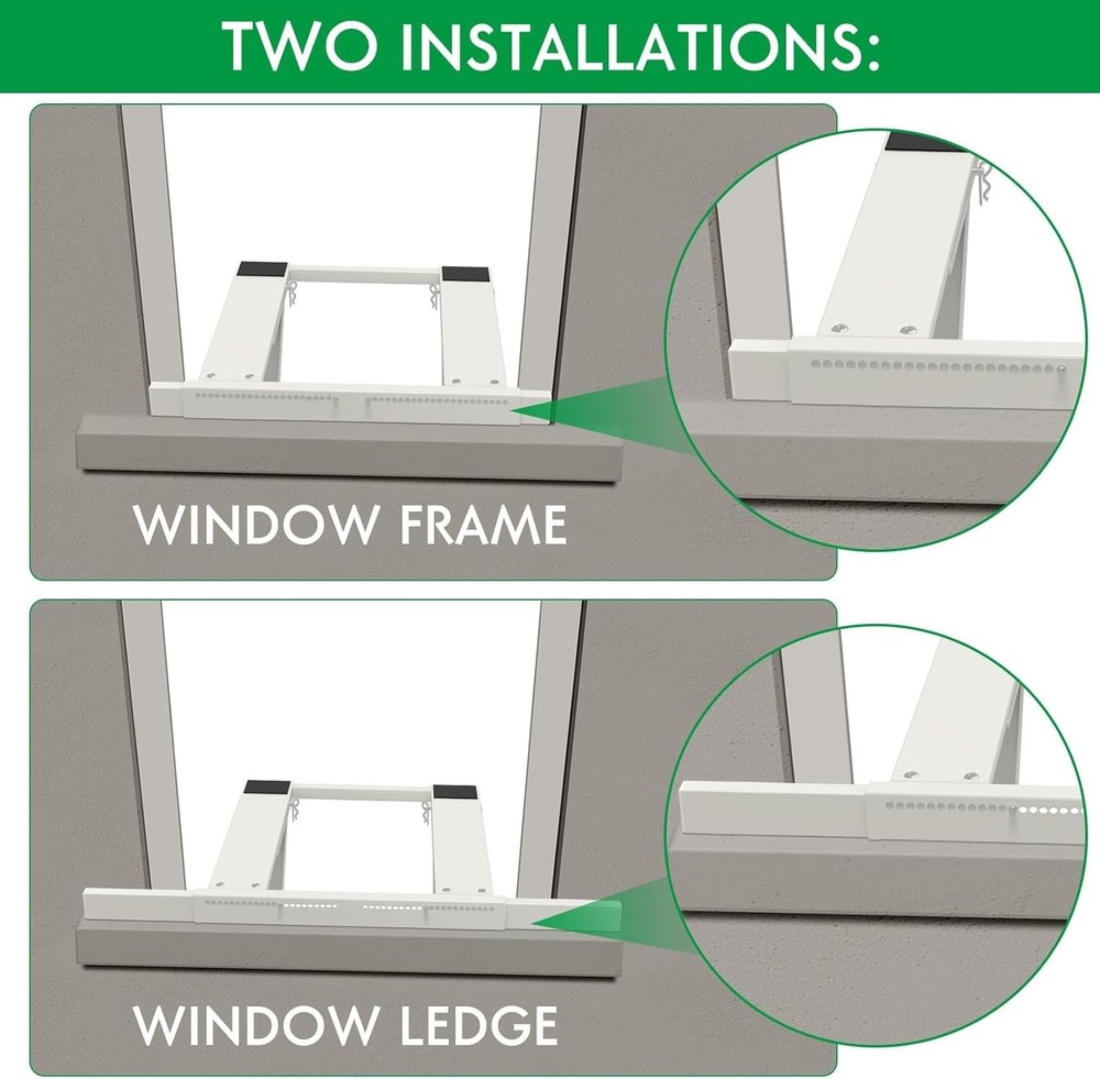Window AC Support with Enhanced Stability - Up to 200 lbs, No Tools Needed