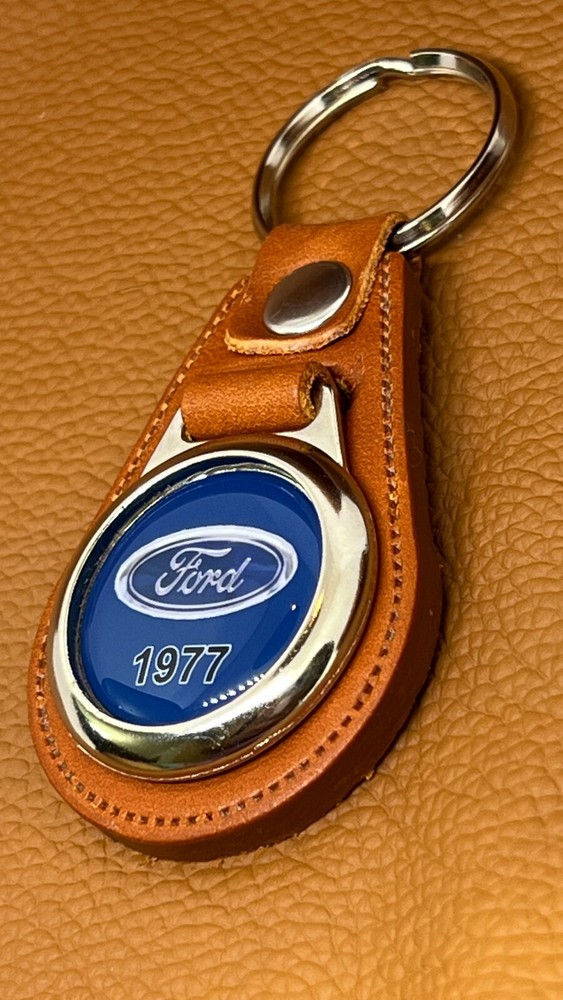 1977 Ford KEYCHAIN PREMIUM LEATHER 100% HIGH QUALITY BLUE