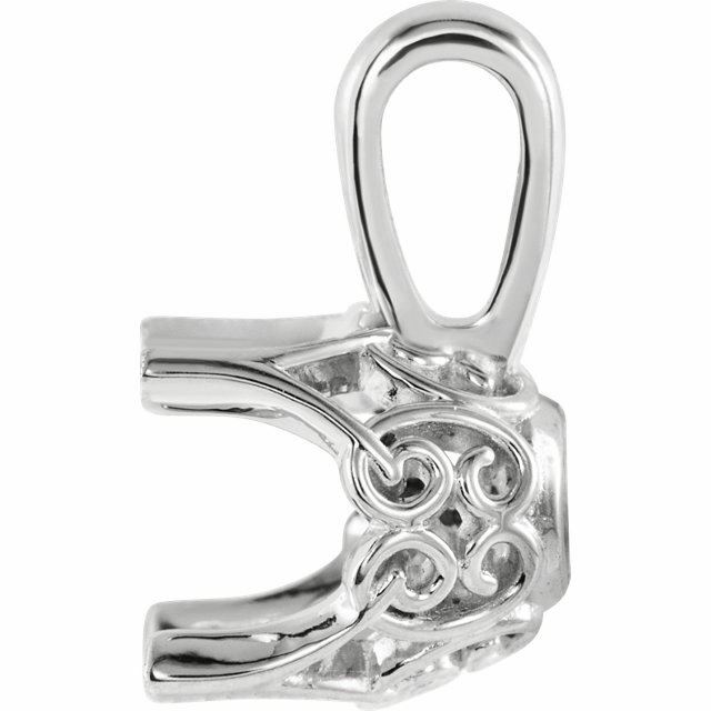 Sterling Silver Round Cut Solitaire Pendant Setting - Lace Scroll Style Pendant