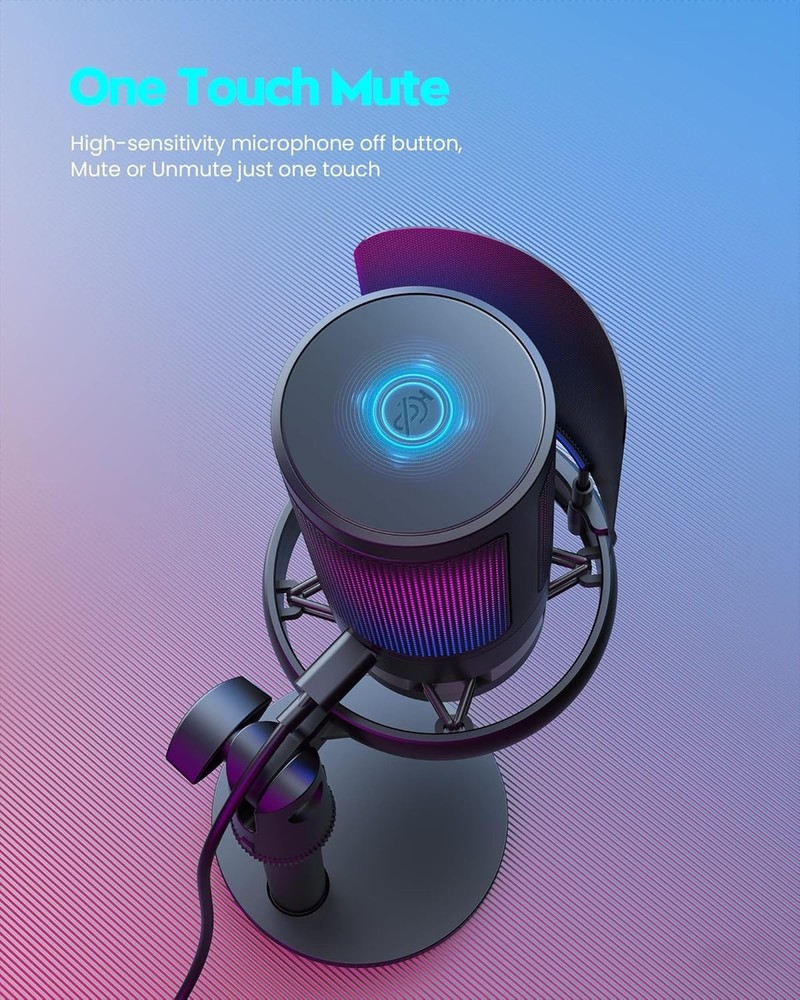 RGB Gaming USB Microphone with Quick Mute & Pop Filter
