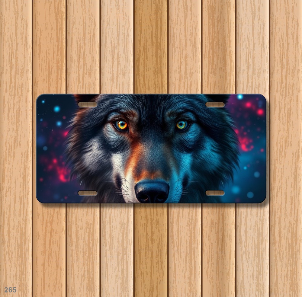 Beautiful Wolf License Plate Optional Text Front Plate Unique Gift