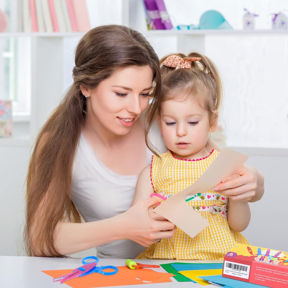 Decorative Zig Zag Craft Scissors, Kids Safety Design, 6 Pack