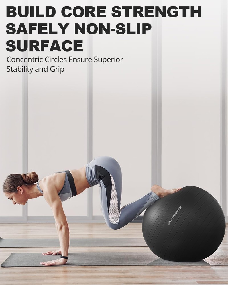 Trideer Extra Thick Yoga Exercise Ball for Balance Stability Quick Pump Included