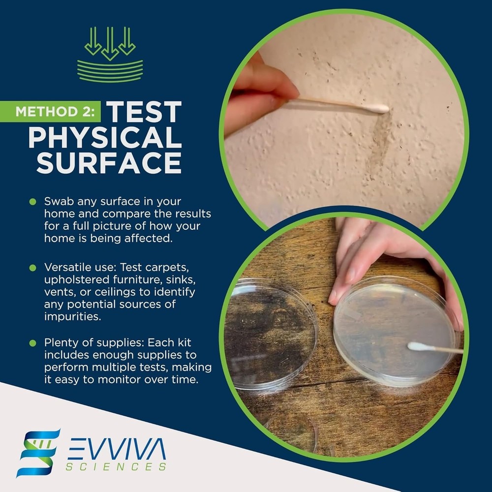 Evviva Sciences Mold Test Kit For Home - 10 Easy Detection Tests W/ Optional Lab