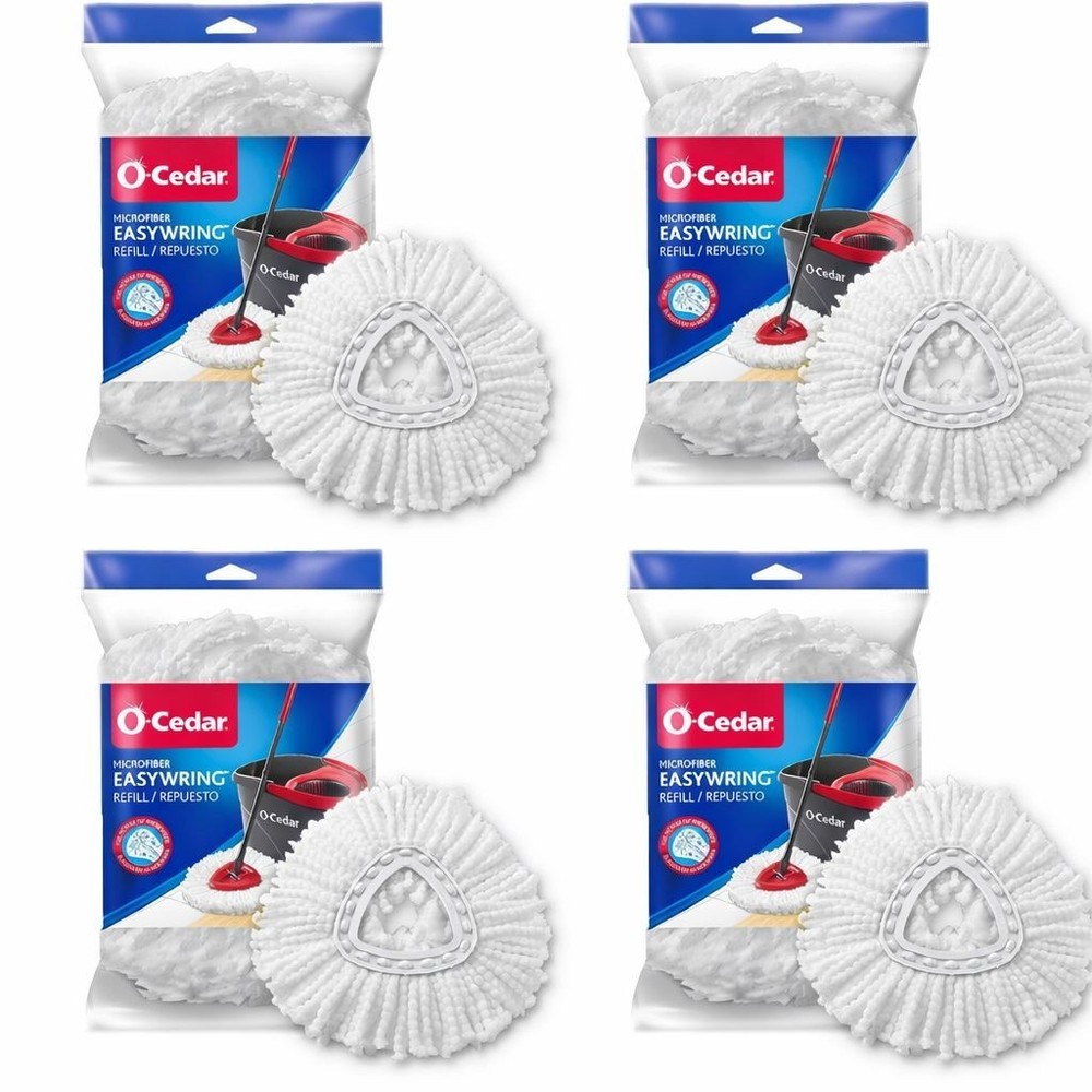 O-Cedar EasyWring Microfiber Mop Refill –Orignal White, 4 Pack