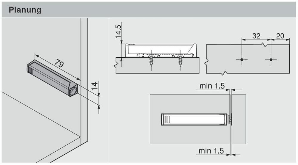 Blum Tip-On Set Magnetic Push to Open For Large Doors + Plate