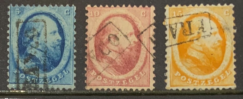 NETHERLANDS 1864 SET OF 3 FINE USED