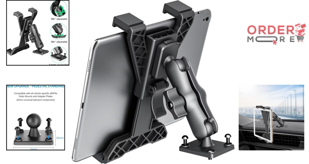 Secure and Sturdy Tablet Mount for Vehicles - Works with iPad & Samsung Tablets