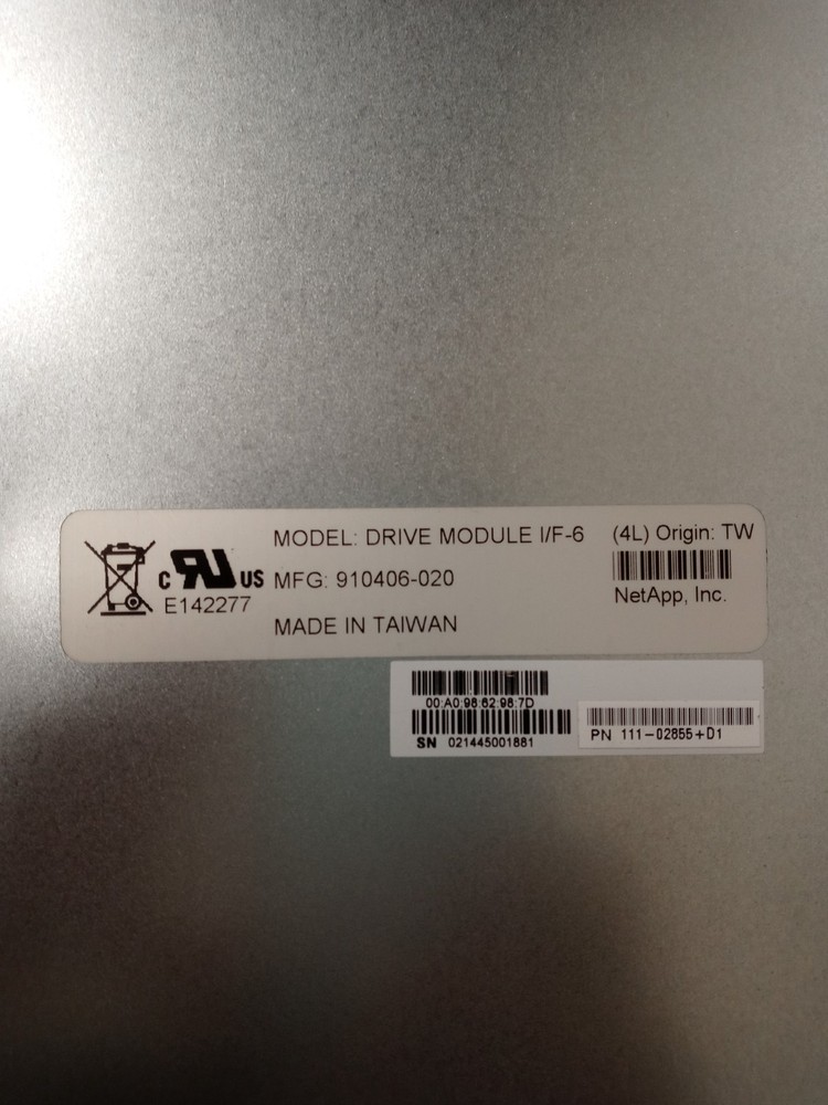 NetApp Controller Drive Module I/F-6 for Storage Array 111-02855+D1 E-X270806A-R