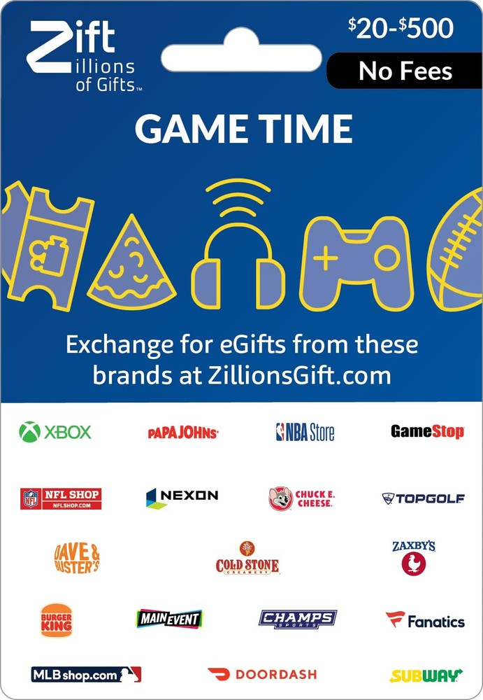 Zift Zillions Game Time Gift Card