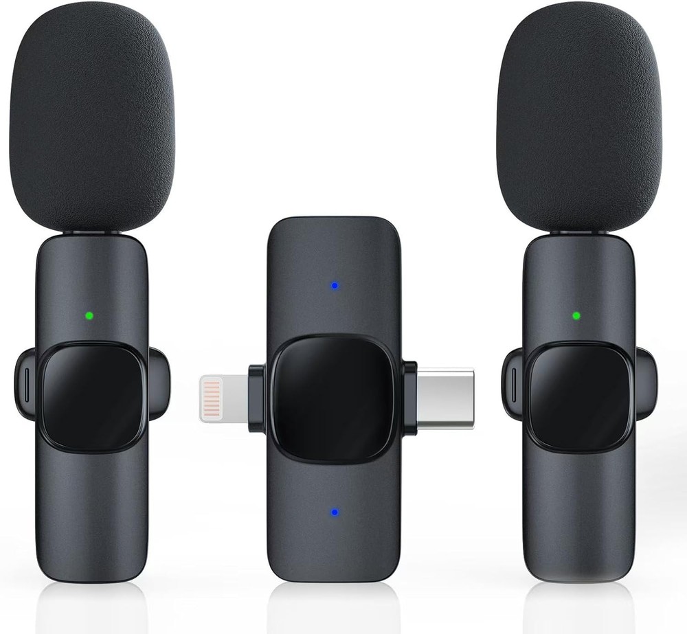 2 Pack Wireless Lavalier Microphone for Iphone/Android Phone, USB C Wireless Lav