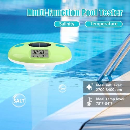 Floating Pool Salt Tester & Thermometer, Digital Salinity Meter for Saltwater