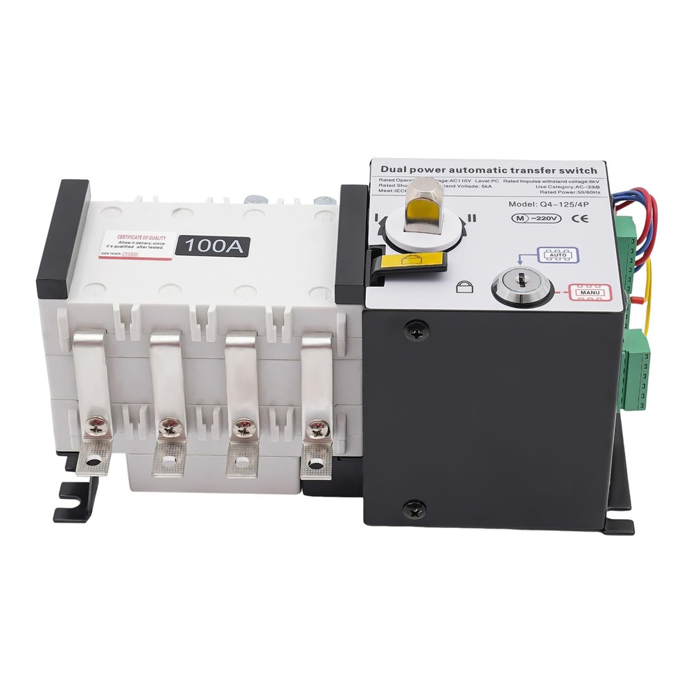 100AMP Dual Power Automatic Transfer Switch Changeover Isolation Generator USA