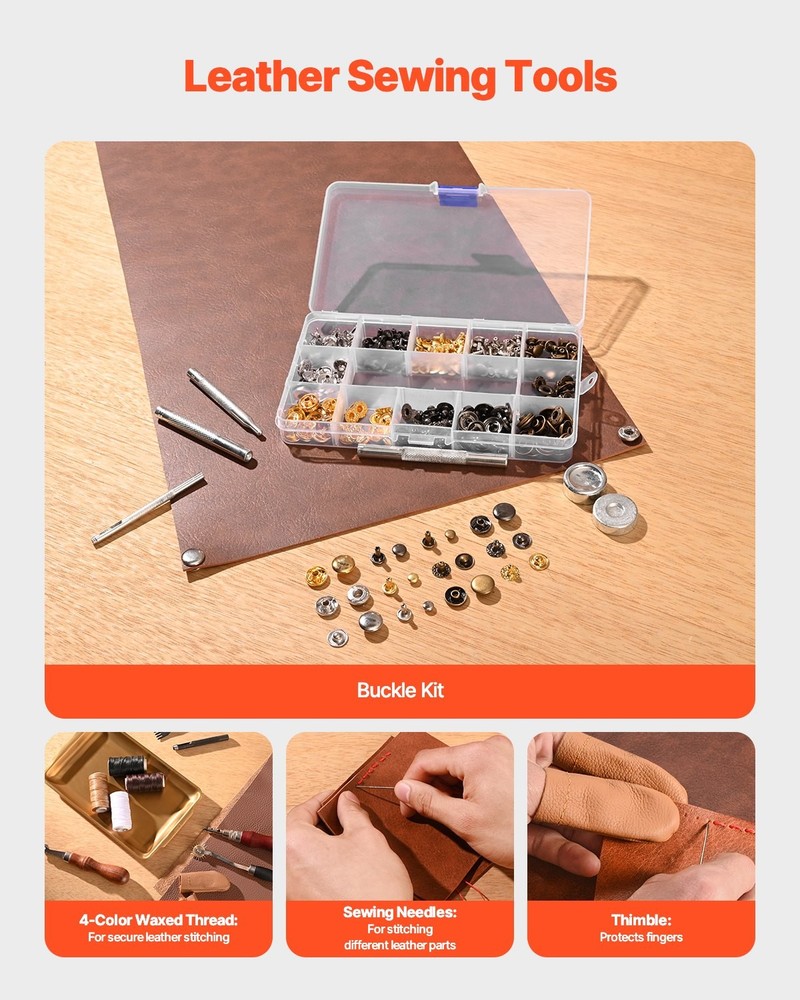 VEVOR Leather Working Tools Kit,61 PCS Leather Craft Tools with Portable Canvas
