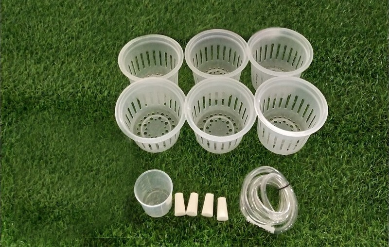 6 Plant Site Square Shape Hydroponic Grow Kit Baskets Grow System with Pump