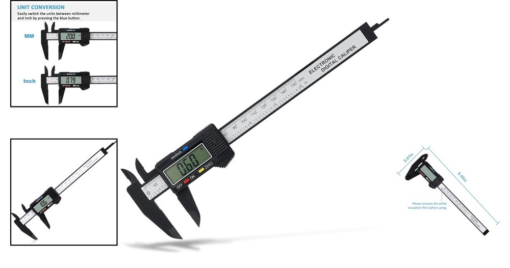 Electronic Caliper 0-6" with Zero Function & Large Display - Ideal for Craftsmen