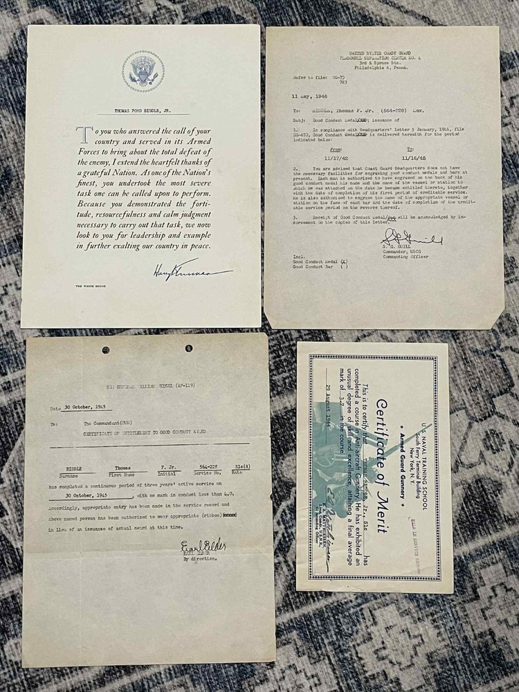 WW2 WWII US Navy USN 1944 USS General William Weigel Document Grouping T. Biddle
