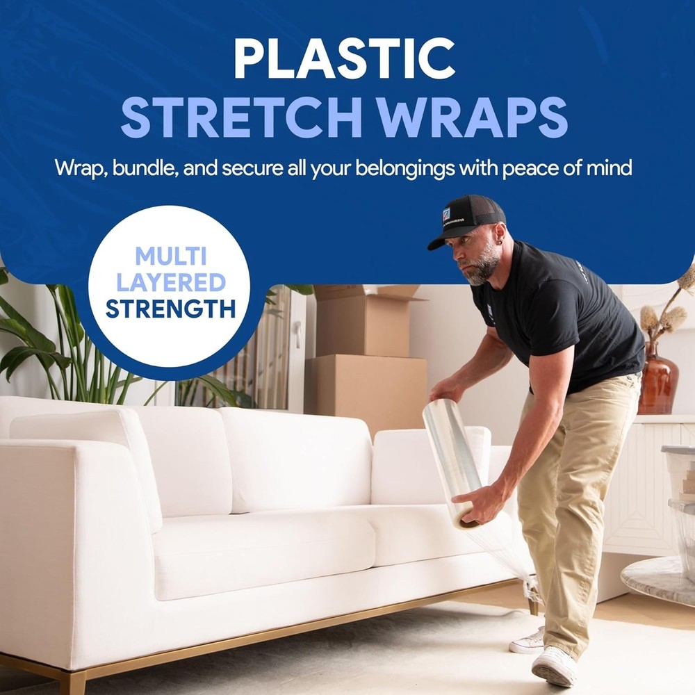 Versatile 18" Plastic Stretch Film Wrap - 500% Stretch for All Packing Needs