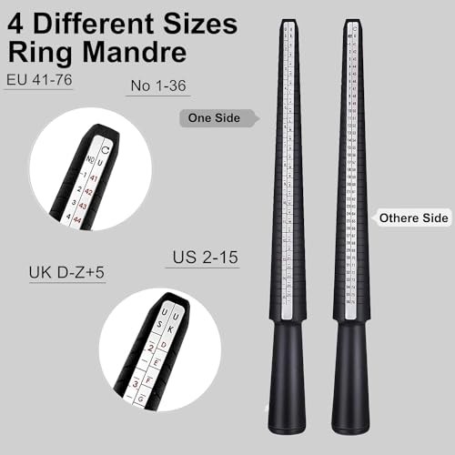 11Pcs Ring Sizer Measuring Tool, Premium Ring Making Kit with Ring Mandrel