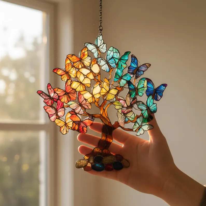 Custom Butterfly Tree Suncatcher Acrylic Personalized Window Decor