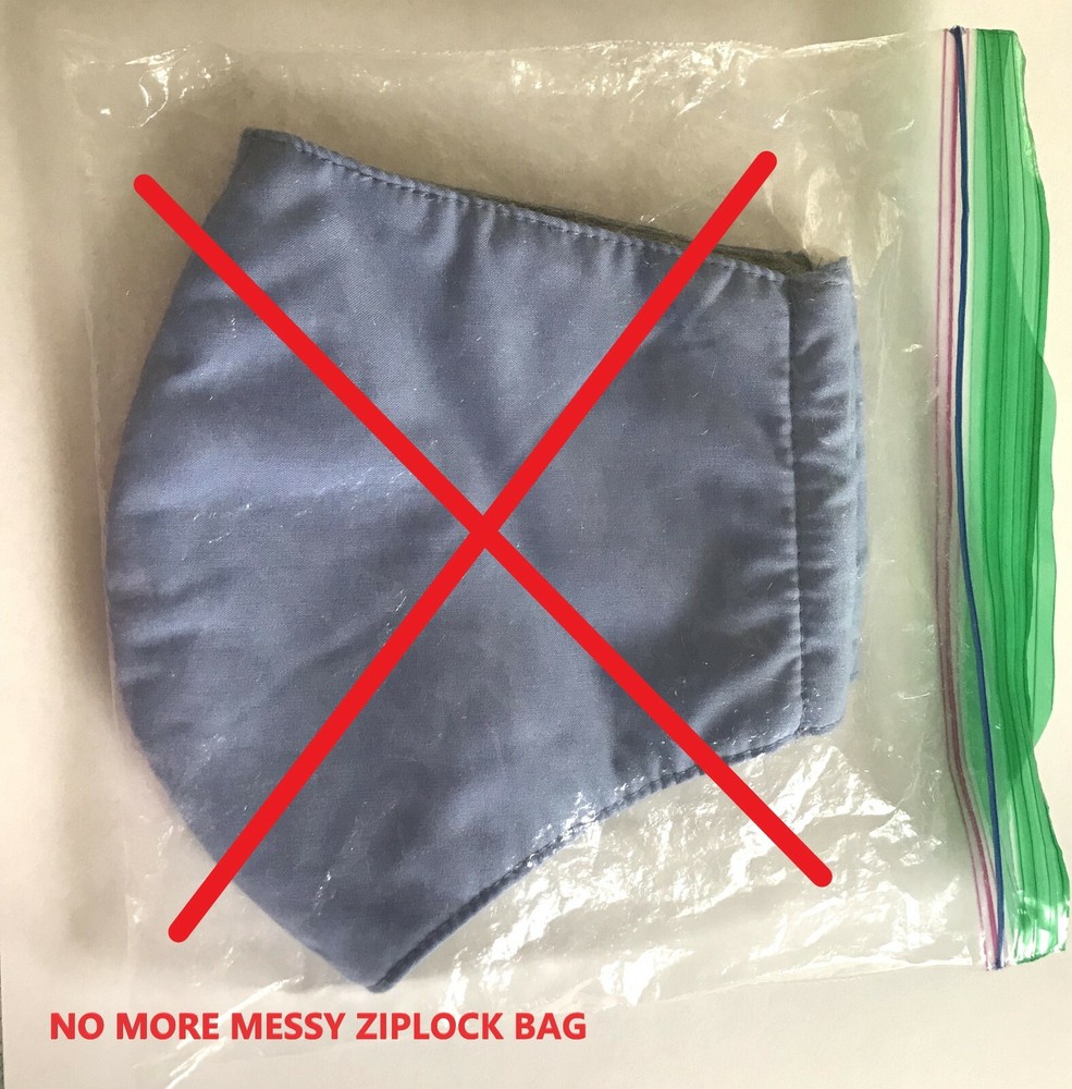 2 Pack Face Mask Case Storage Pouch Clip Zip Storage Bag Mask Organizer  Box
