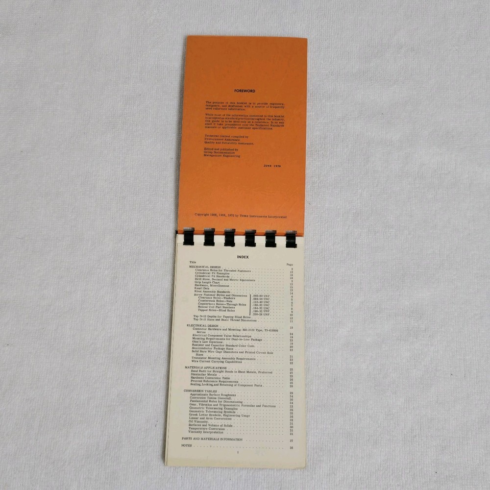 VTG 1970 Texas Instruments Design Guide Pocket Reference Book Engineering