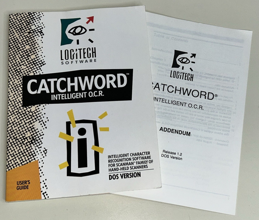 Logitech Software Catchword Intelligent OCR DOS Ver User's Guide MANUAL ONLY