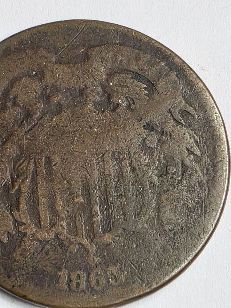 1865 2 Cent Piece Coin Fancy 5