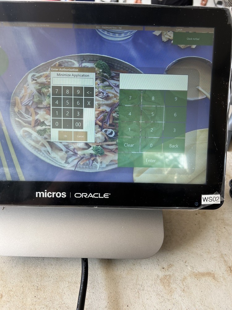 Micros Oracle Workstation 6 WS6 610 POS, Stand, Power Supply, customer display
