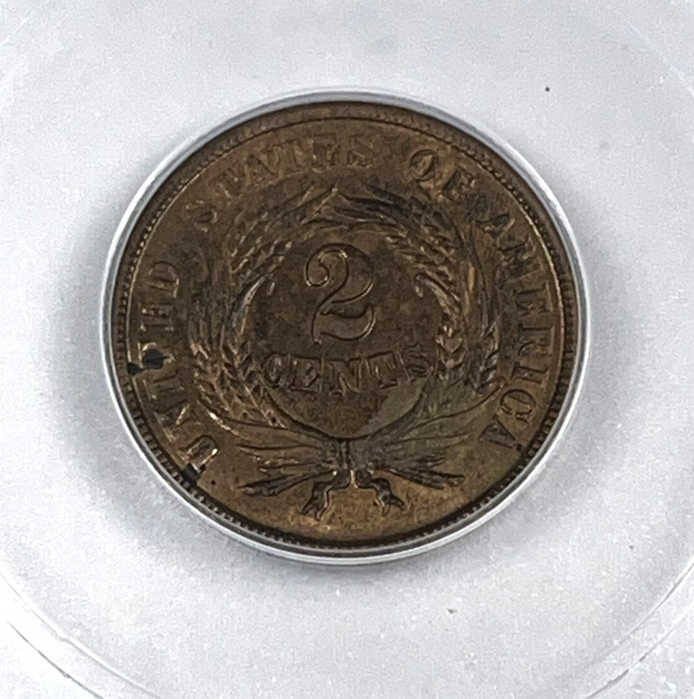 1864 Large Motto Two Cent Piece : ICG MS62RB