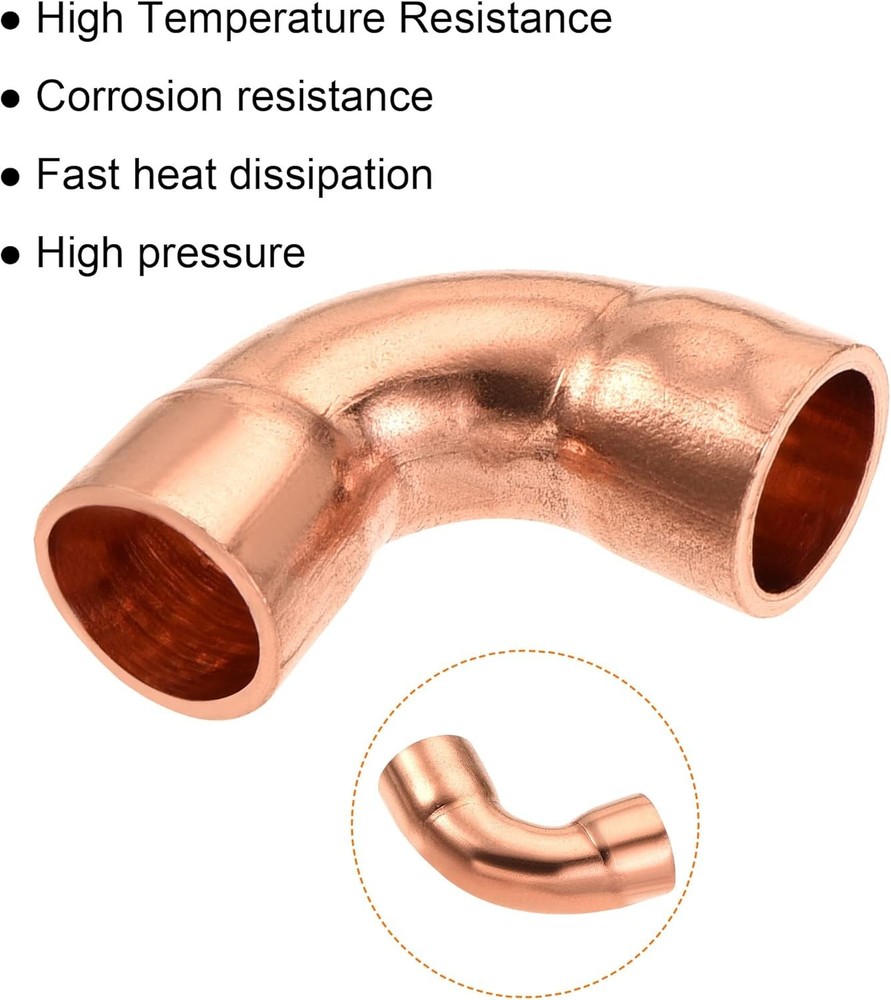 MECCANIXITY 90 Degrees Elbow Copper Pipe Fitting Brazing 1/4 Inch,
