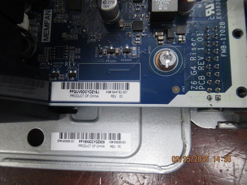 HP Z6 G4 2nd CPU Processor Riser Board Kit 844782-001 w/ Heatsink [NO MEMORY/CPU