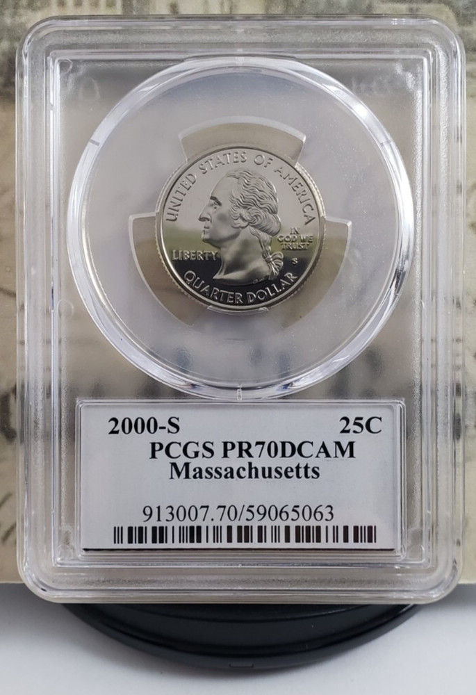 2000 S State Label - Quarter - Massachusetts - PCGS PR70DCAM - Nice! 5063