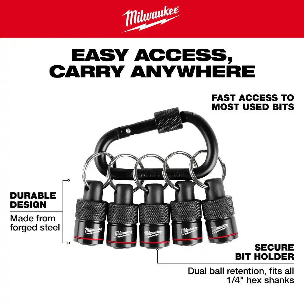 5-Piece Hex Bit Holder with Carabiner