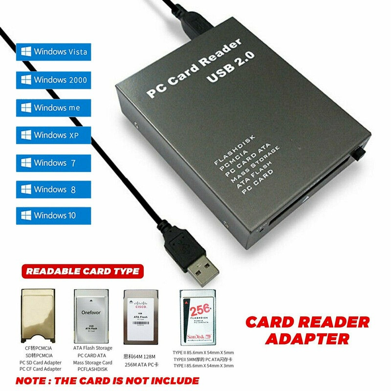 B 2.0 to PC ATA PCMCIA Adapter Flash Disk Memory Card Reader Plug & Play US
