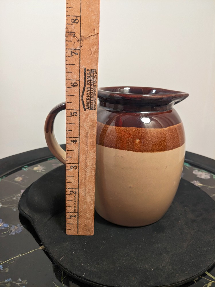 Redware Tri tone Glazed Pitcher 5 1/2 in