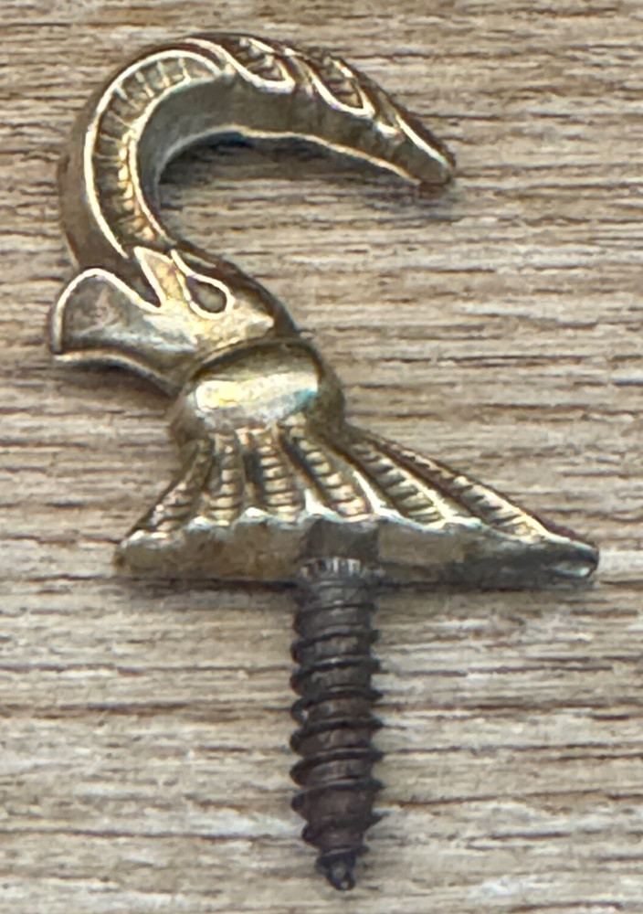 BRASS HOOK COAT HOOK CURTAIN TIE BACK VINTAGE